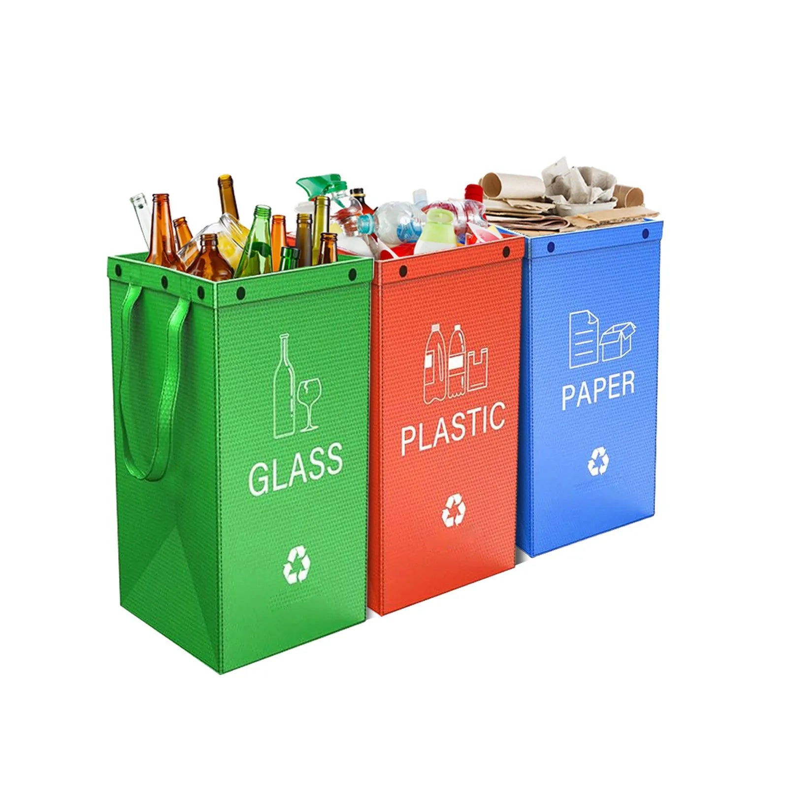 Blue 40-litre plastic handbag-style garbage bin for wet waste sorting.