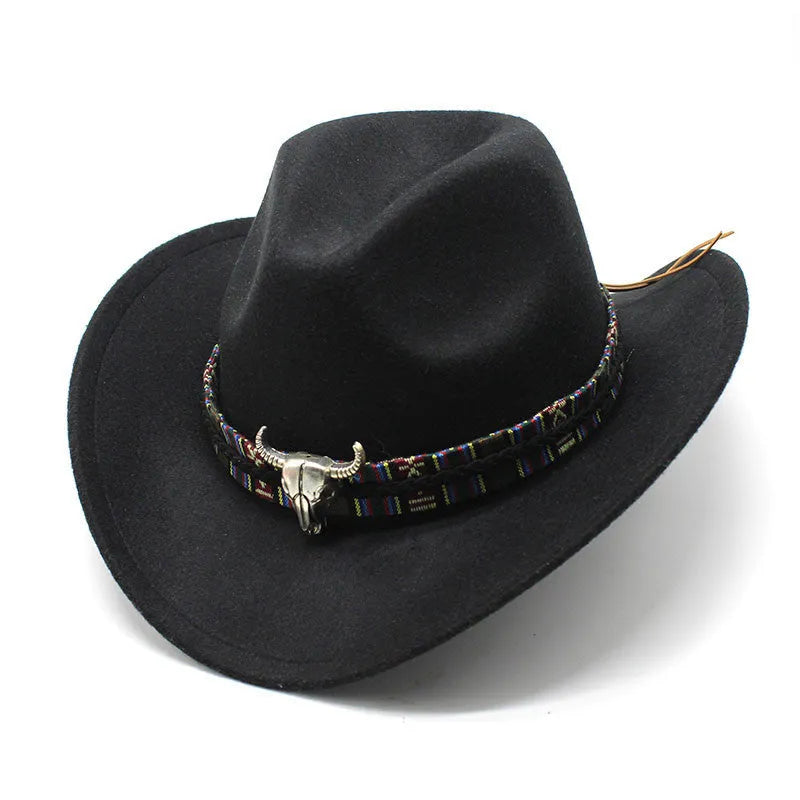 Western cowboy hat with bell crown style in polyester fabric, M size 56-58cm