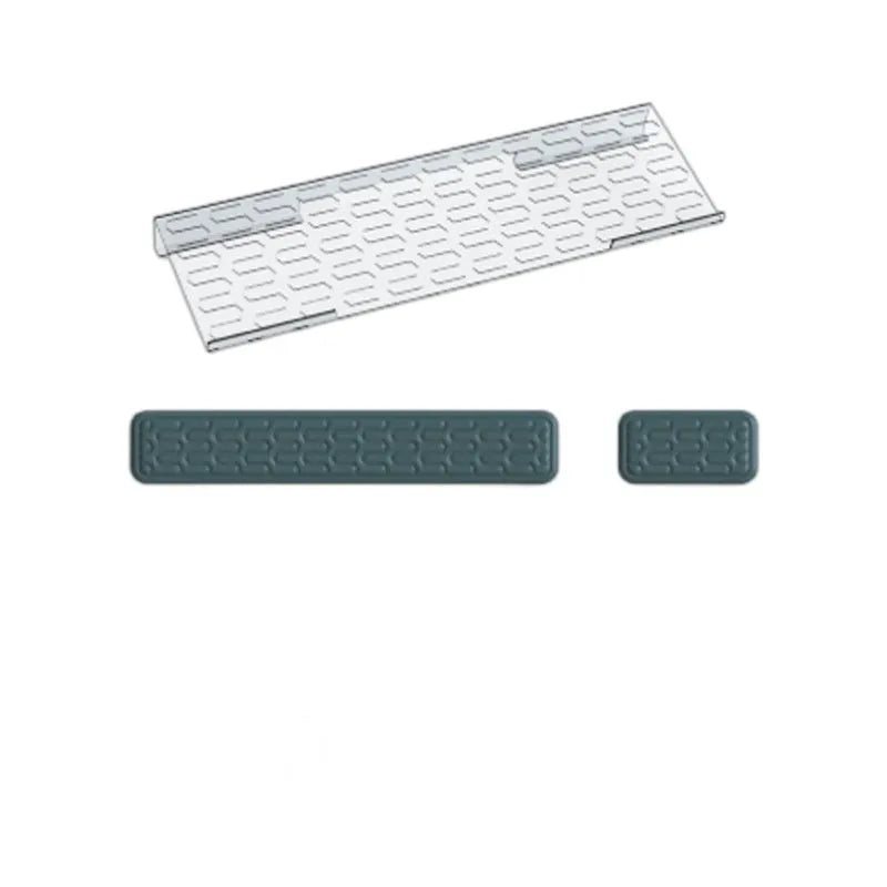 Double-sided computer desk mat with memory foam wrist rest in multiple colour options
