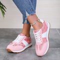 Women's oversized casual flat lace-up shoes in khaki with round toe and cross strap