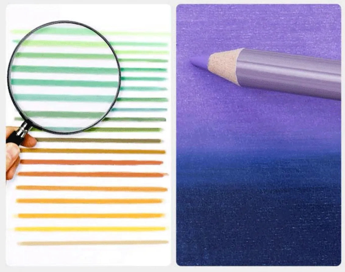 Boxed set of 72 coloured pencils for art students with basswood barrels and soft cores