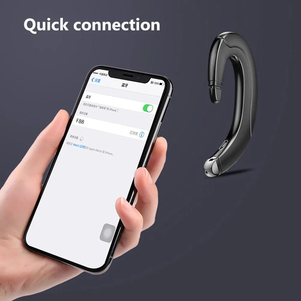 Single-ear Bluetooth ear-mounted headset shown in black, blue, and red colour options.