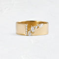 Gold-colour women's ring with zircon stone on electroplated copper band