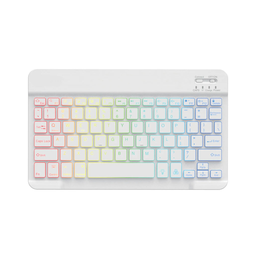 10-inch Bluetooth keyboard for tablets with colourful backlight in one of eight body colour options