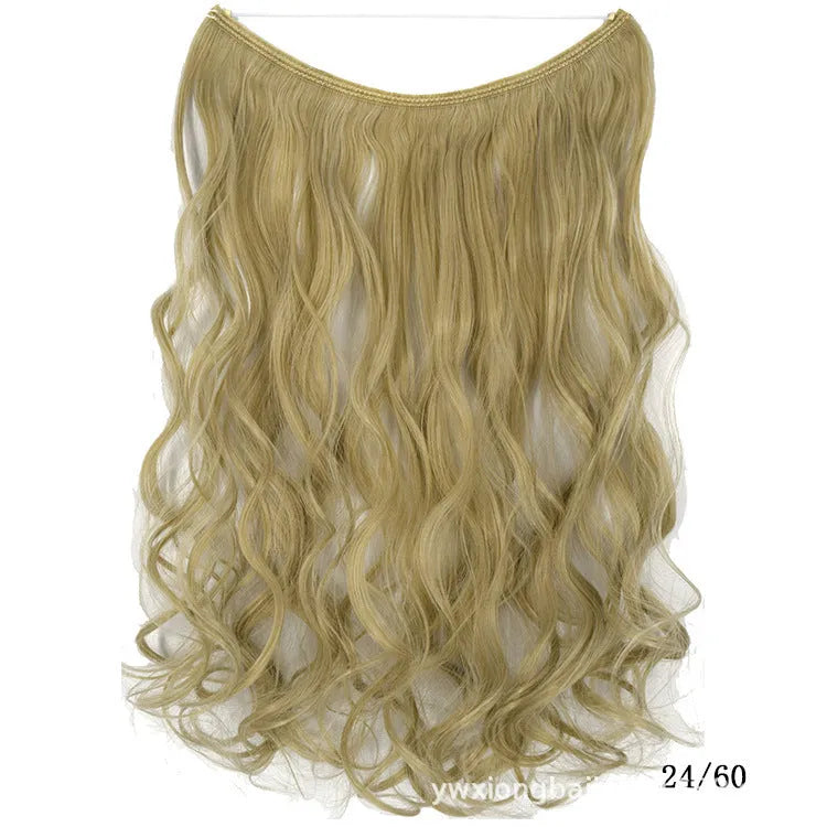 22-inch invisible wire hair extension in silky straight synthetic with no clips for natural volume