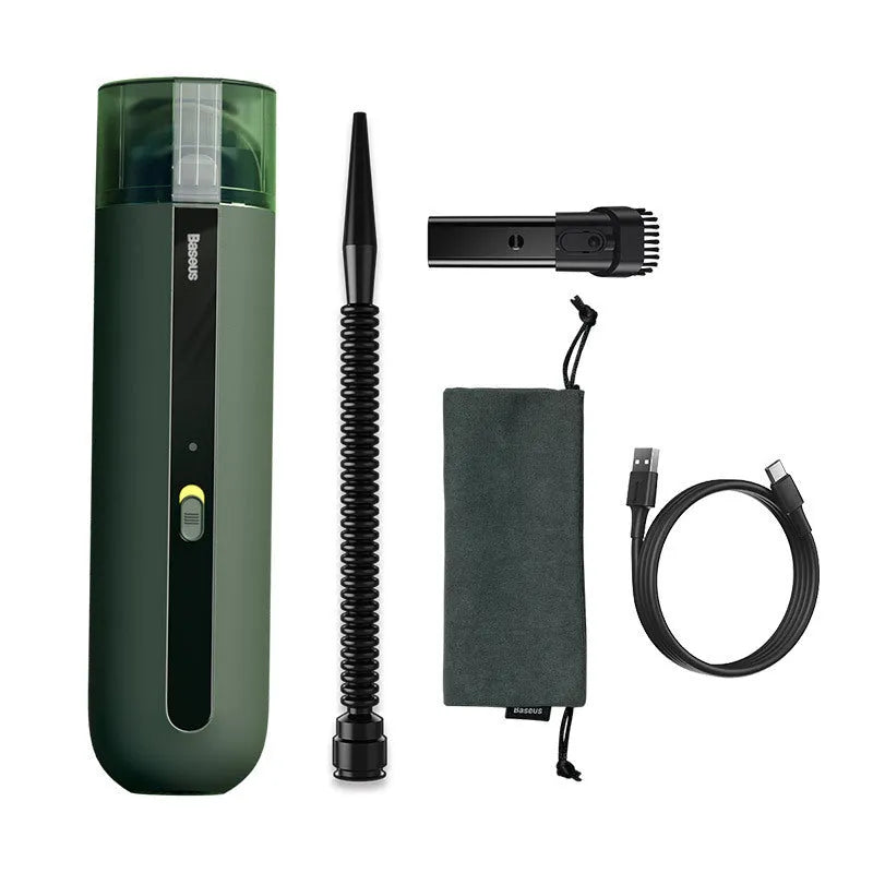 Starry Sky Black wireless handheld car vacuum cleaner with blowing hose on a car seat