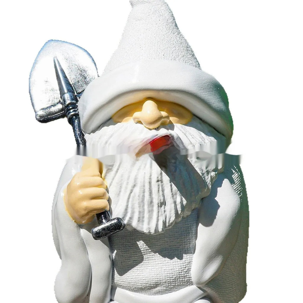 Resin craft smoking shovel dwarf Christmas garden ornament for outdoor festive display
