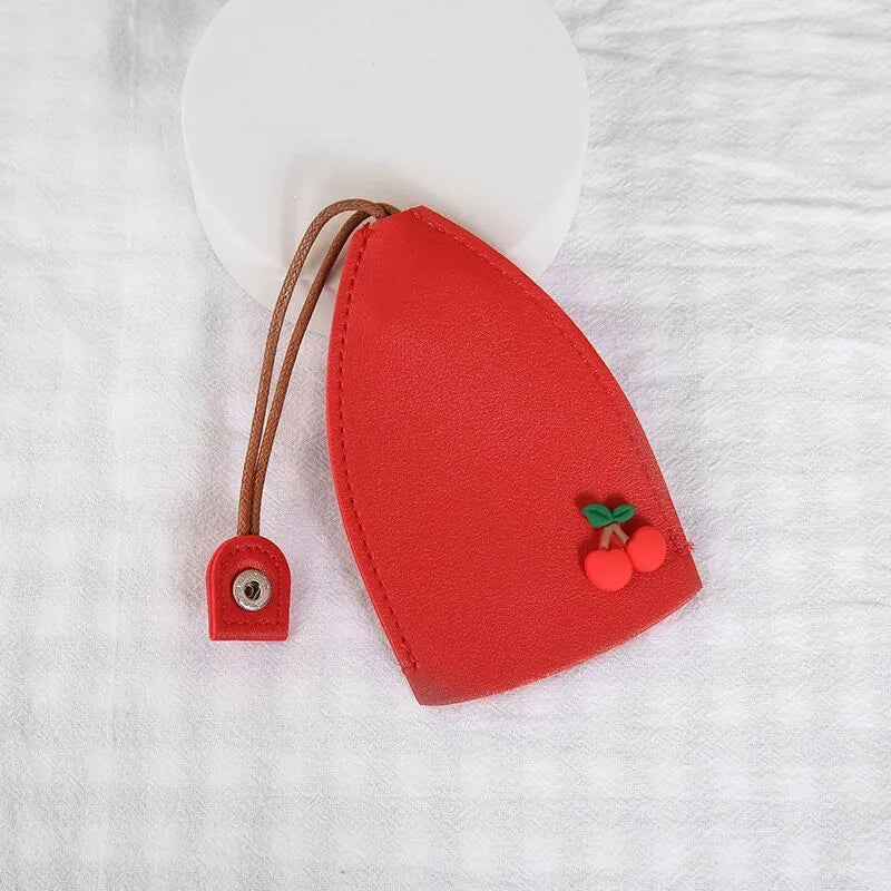 Cartoon design pull-out car key case in PU leather with removable decorative cover
