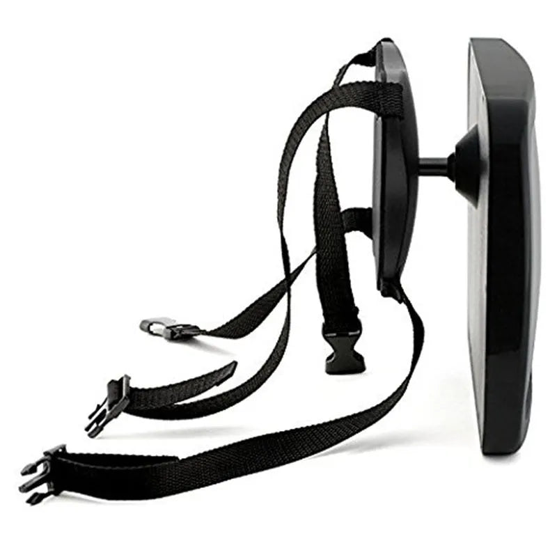Car mounted baby observation mirror - black curved convex acrylic mirror, 29.8 x 18.7cm, rear-facing infant viewing
