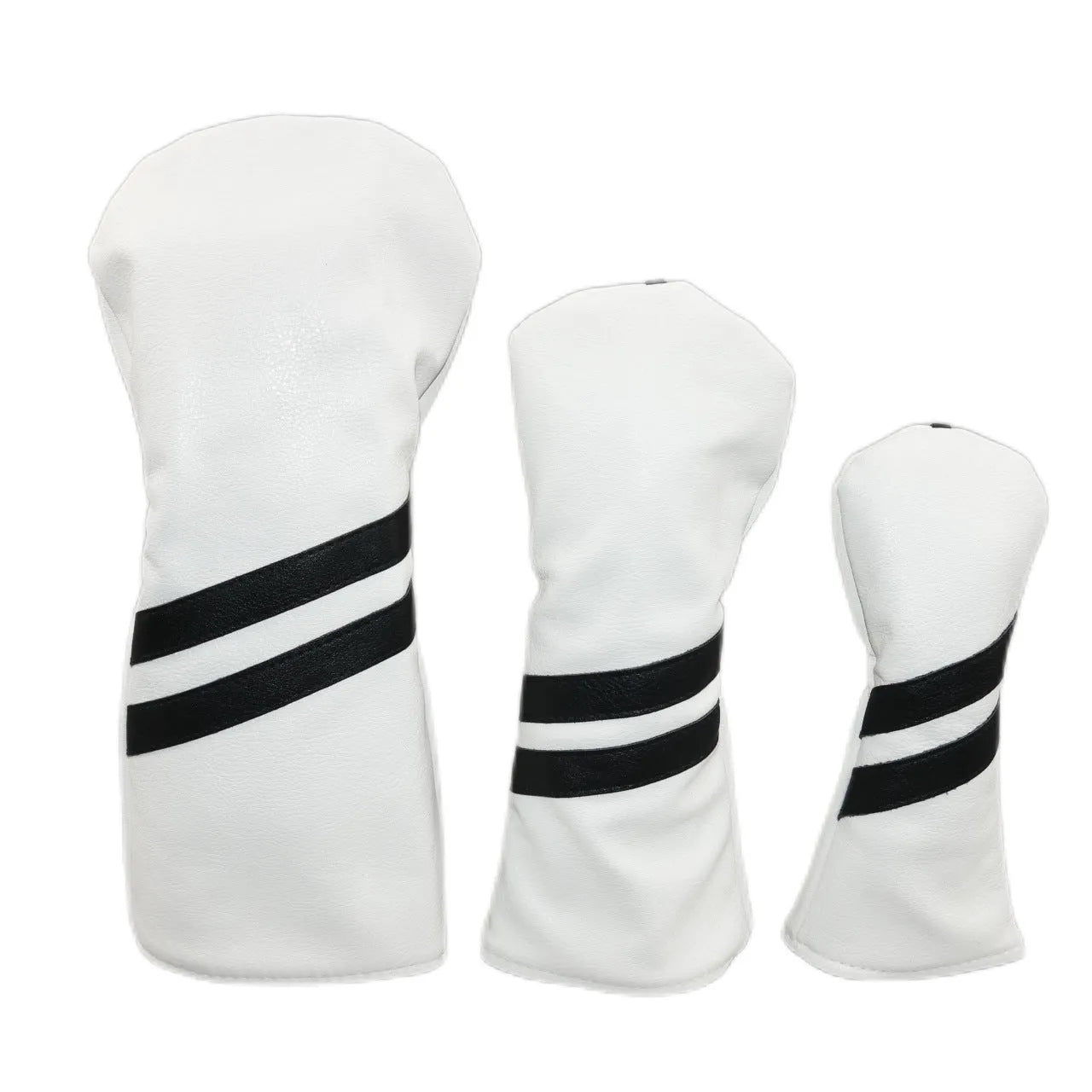 Golf club head cover with two oblique stripes in blue colour showing size dimensions