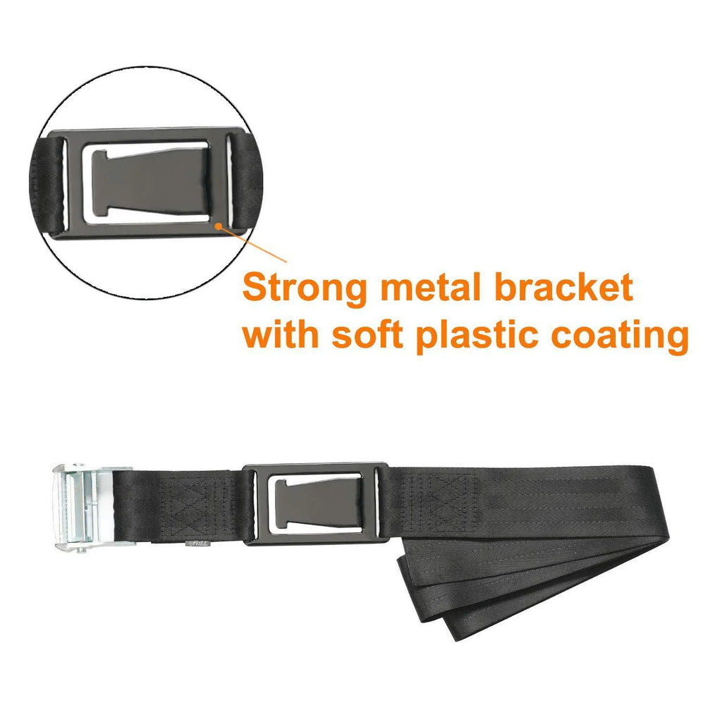 Car safety buckle for pregnant women in black with raised belt adjuster on car seat