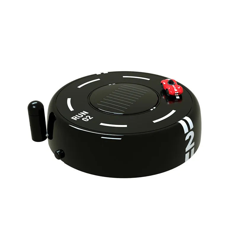 Solar-powered round car air freshener decorative device in black, red or white colour