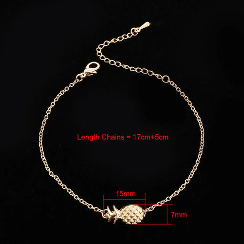 Alloy pineapple charm bracelet for women in gold or silver colour from XINGX series.