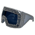 Men's large square frame punk sunglasses in silver and gold colours with rivet details