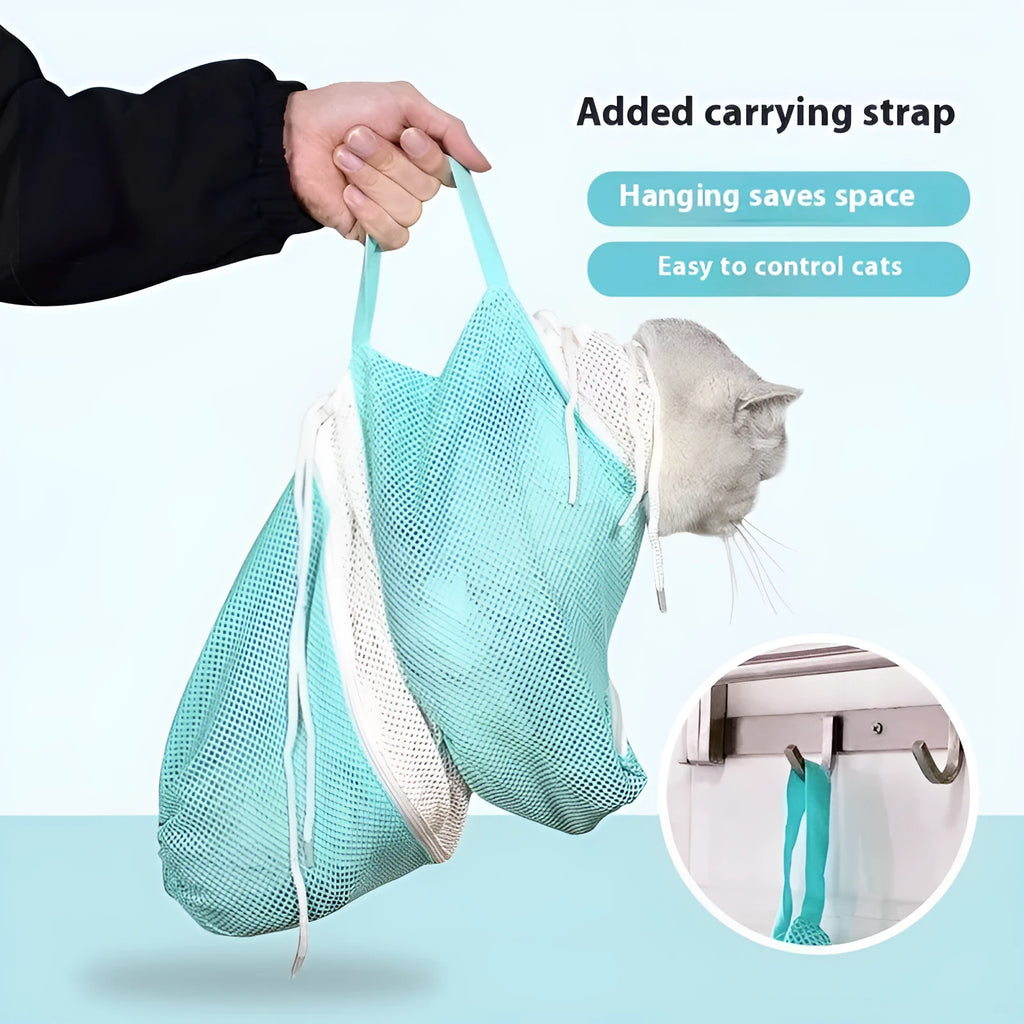 Upgraded fifth generation cat grooming bag in grey white colour with detachable design