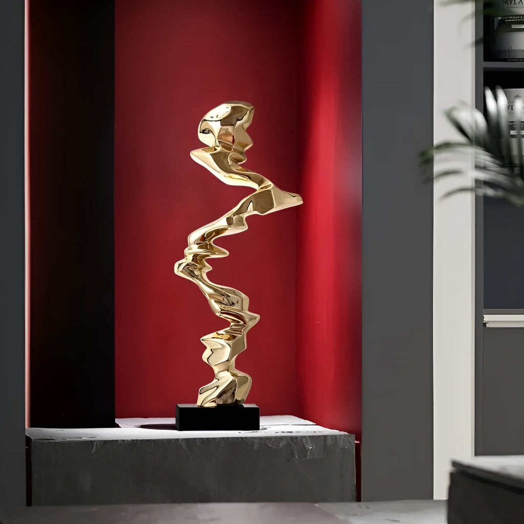Modern abstract still life decorative ornament in plastic and resin with minimalist design
