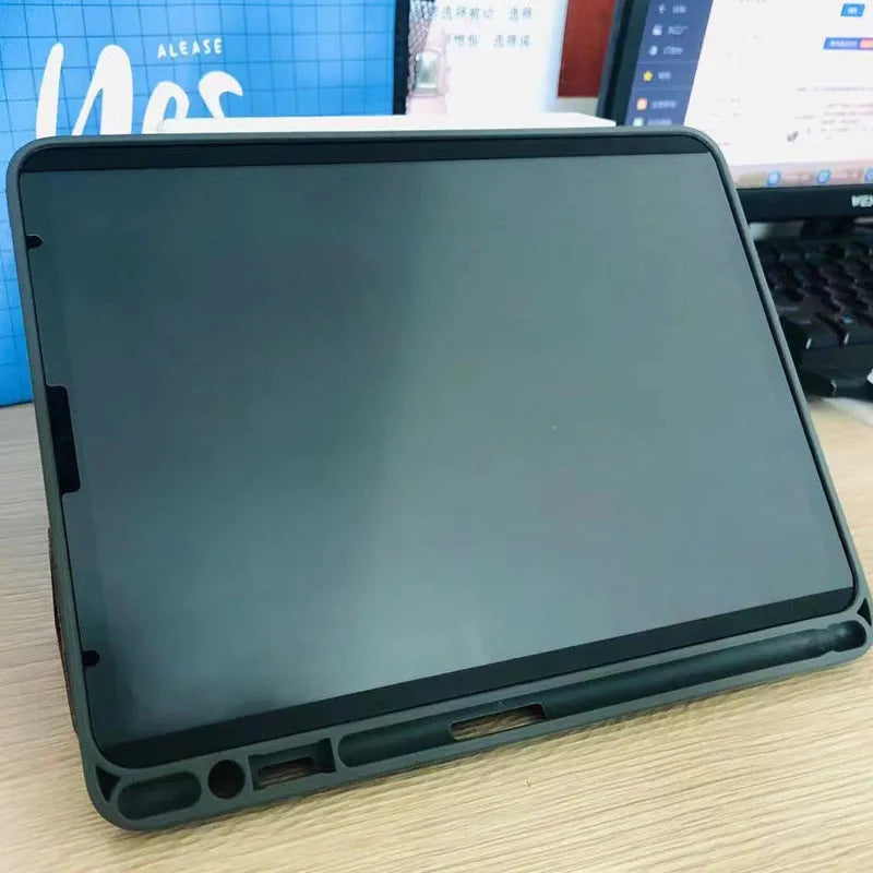 Magnetic detachable iPad drawing film with scraper tool on colour box packaging.