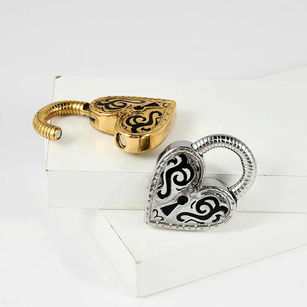 Gold and steel colour heart-shaped stainless steel fashion earrings for women
