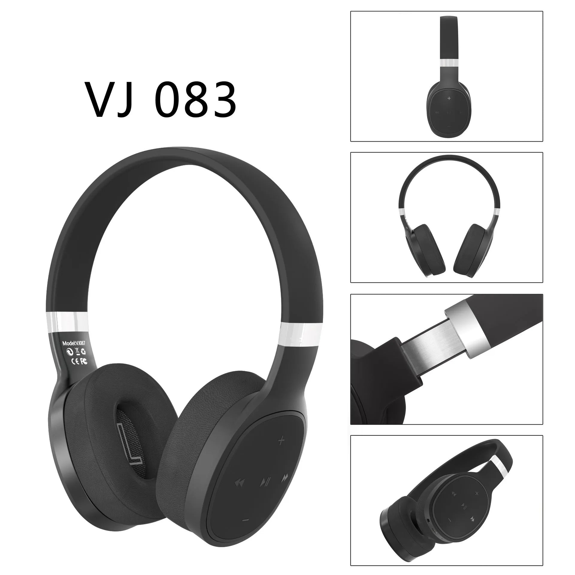 Bluetooth 5.0 wireless headset in black, blue, grey, or white with 40mm speakers