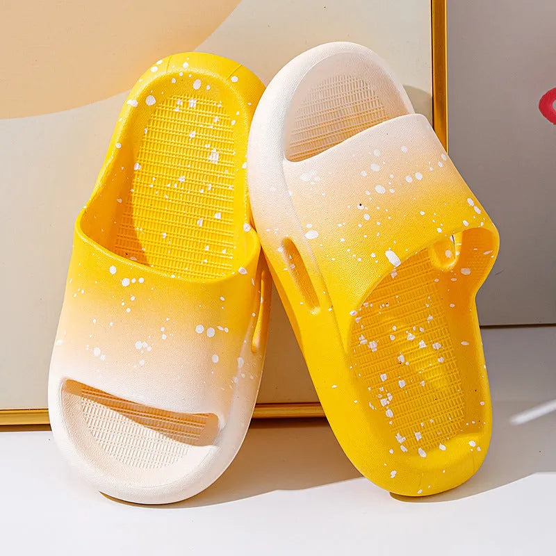 Gradient colour PVC summer slippers for children with breathable non-slip design