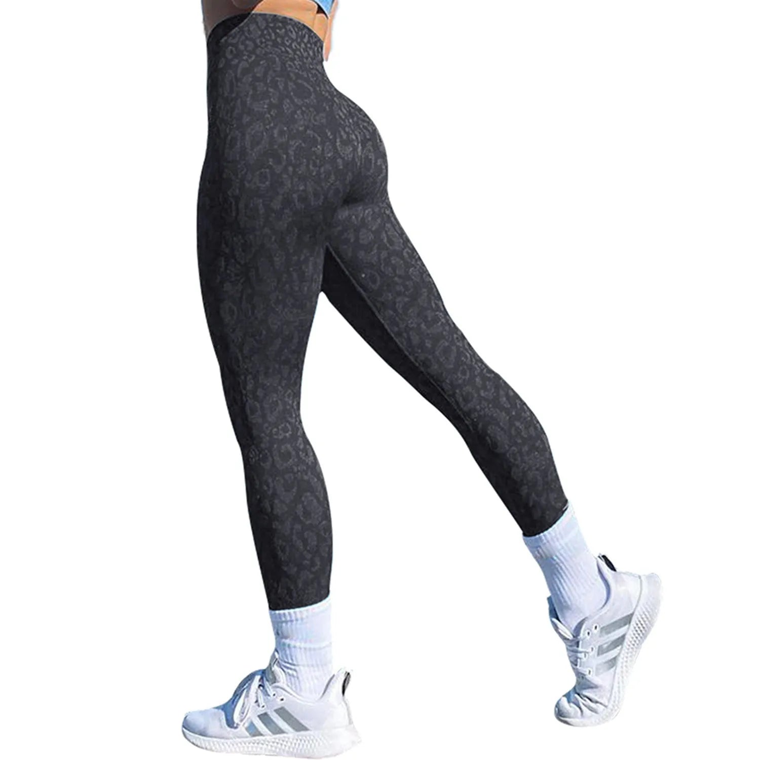 Women's high-waisted push up booty leggings in a camouflage print for fitness and yoga.