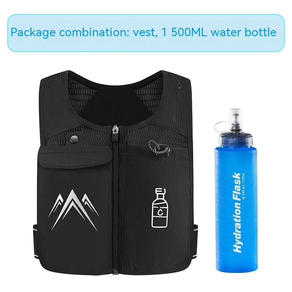 Sports running vest with integrated phone bag in breathable mesh fabric