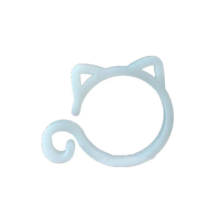 Plastic cat-shaped plant clip in red, yellow, green, or white colours for garden use