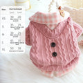 Blue wool plaid fleece-lined dog sweater faux two-piece design on small dog