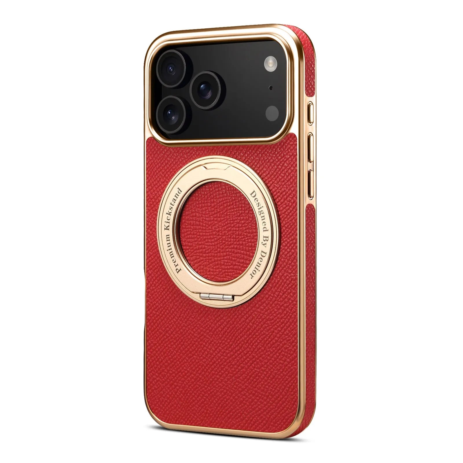 Denior genuine leather electroplating magnetic phone case with bracket for Apple iPhone