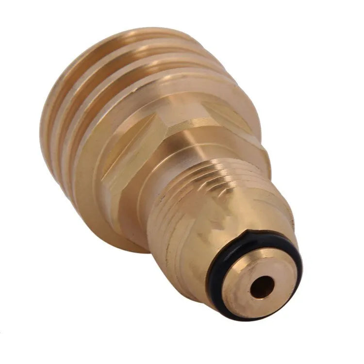 Brass gas brazier adapter with taper external thread and gold finish