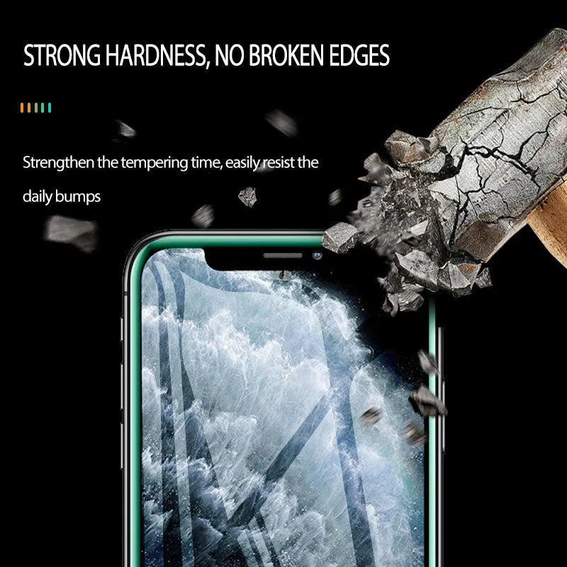 Luminous tempered glass screen protector for iPhone glowing in dark with full cover edge protection