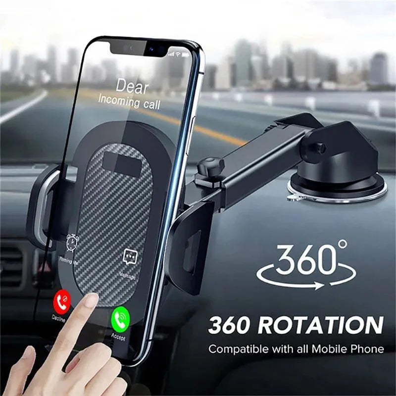 Black ABS EVA car phone holder for mobile phones 4.0 to 7.0 inches in size