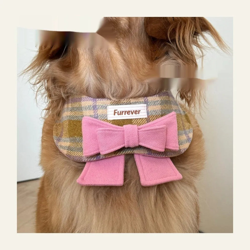 My Maillard Puppy Bow Bib in Maillard Gift Bib colour attached to a matching polyester collar, available in multiple sizes for dogs