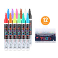 Set of 8 refillable fluorescent board highlighters with oblique 6mm tips, shown on card packaging.