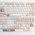 Sea Salt Cat theme PBT keycaps for mechanical keyboards showing sublimation printed artwork