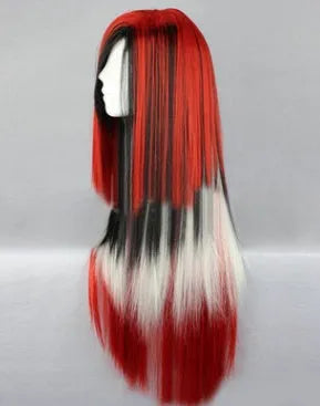 Multicolor Japanese Harajuku Lolita wig 286C in red with layered bangs and synthetic fibre construction