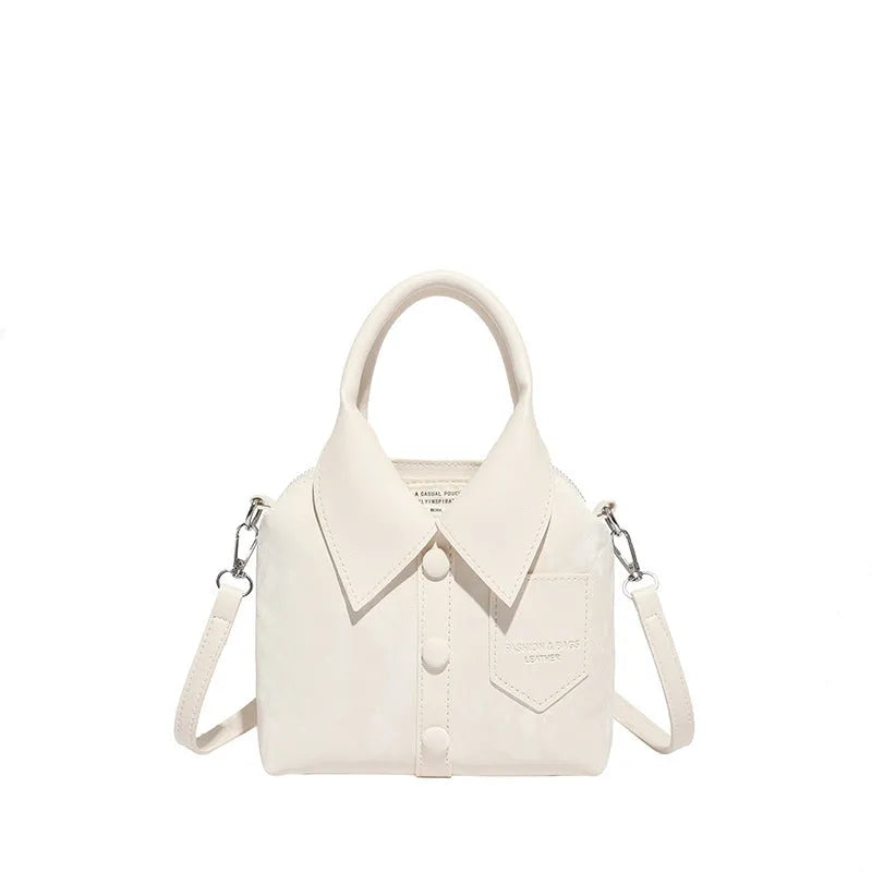 Women's creative messenger bag shirt style PU medium soft square vertical single shoulder strap