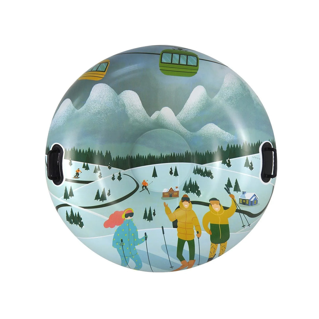 Colourful printed PVC Ski Ring toy in thick plastic on a white background.