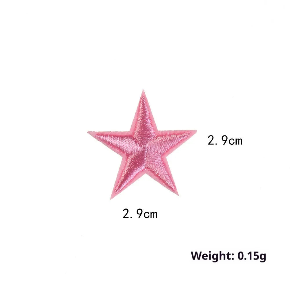 Five-pointed star embroidery label cloth stickers in assorted colours for clothing decoration