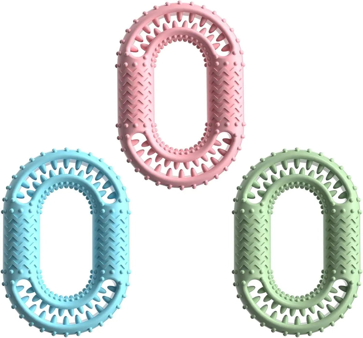 Blue o-ring shaped dog chew toy for aggressive chewers and dental health