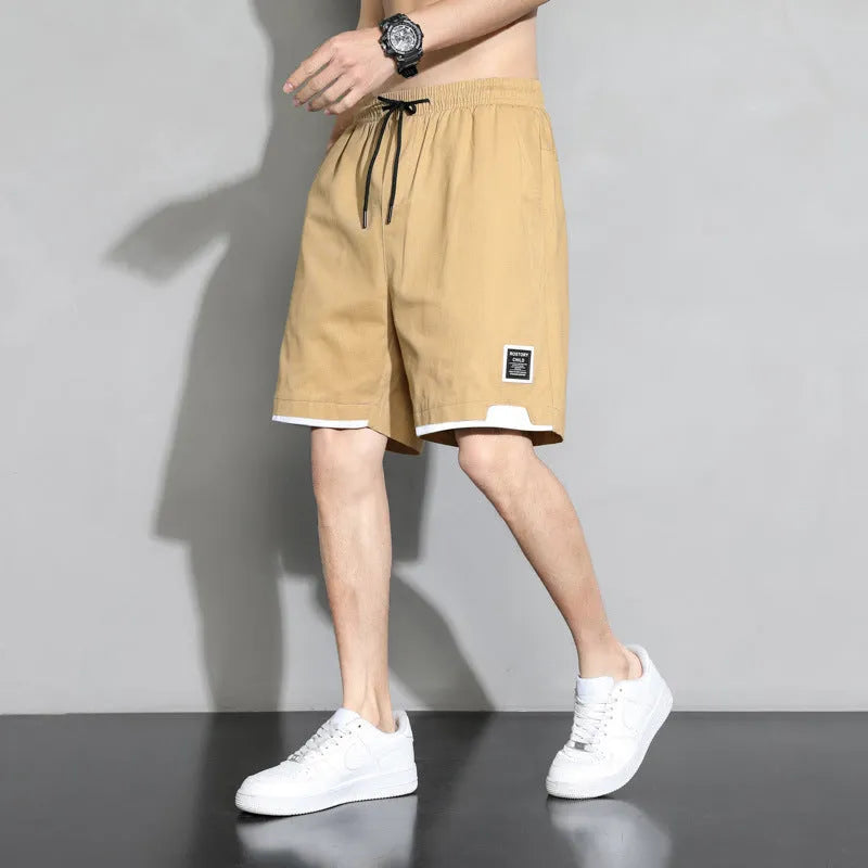 Japanese style cotton shorts for teenage boys in plus sizes with mid waist design