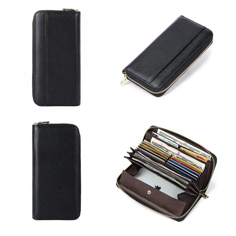 Women's genuine leather large capacity wallet with RFID protection in six colour options