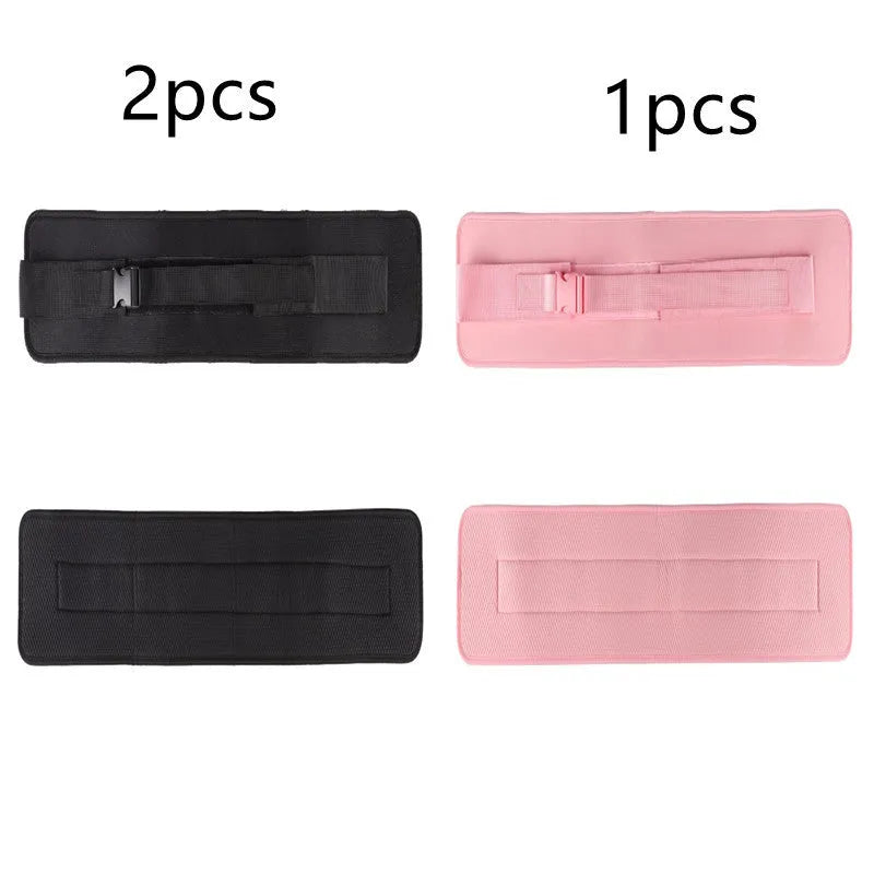 Black and pink hip bridge training belt for dumbbell and barbell exercises with lumbar support