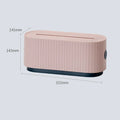 Cloud Power Storage Box in blue with power strip inside, bottom cable holes visible, HIPS material, 331x143x141mm