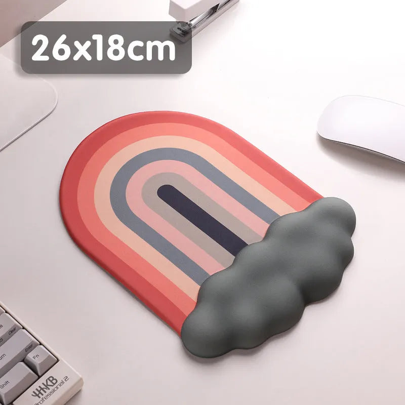Silicone gel wrist rest mouse pad and matching keyboard support pad with cloud pattern in chosen colour.
