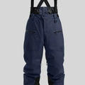 Men's black waterproof ski trousers with thickened straps made from flame retardant linen fabric