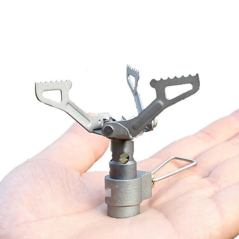 Portable camping gas stove with one-piece metal furnace for outdoor cooking