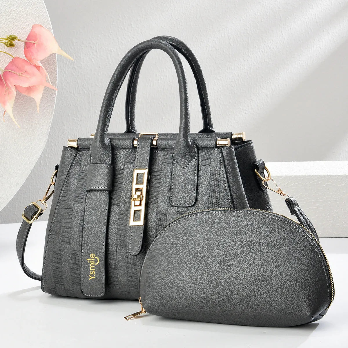 PU leather crossbody handbag with round suitcase shape in multiple colour options