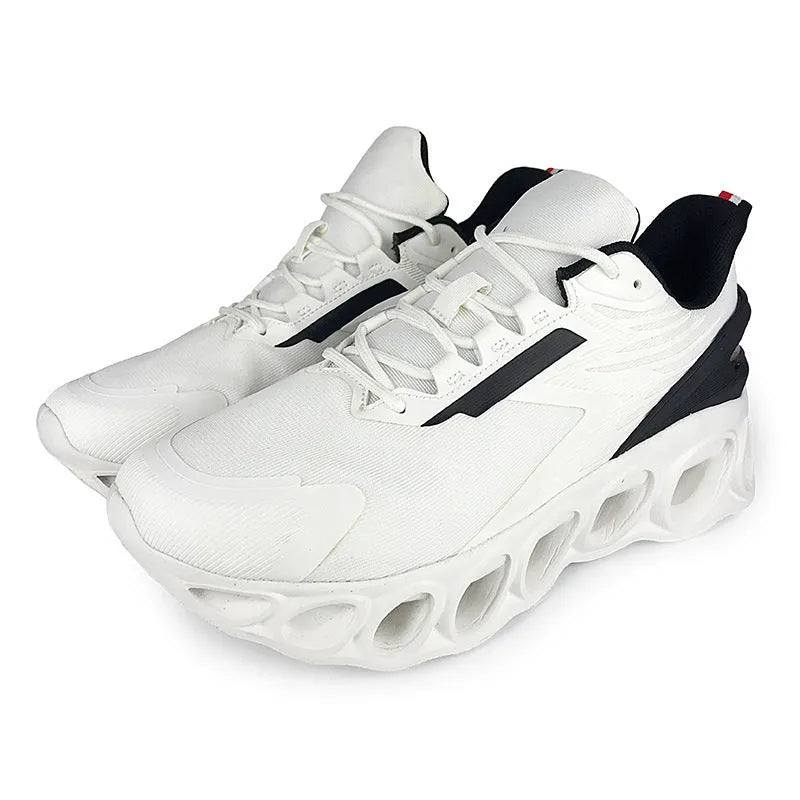 Men's breathable mesh casual sports shoes in black colour with lace-up front and EVA soles