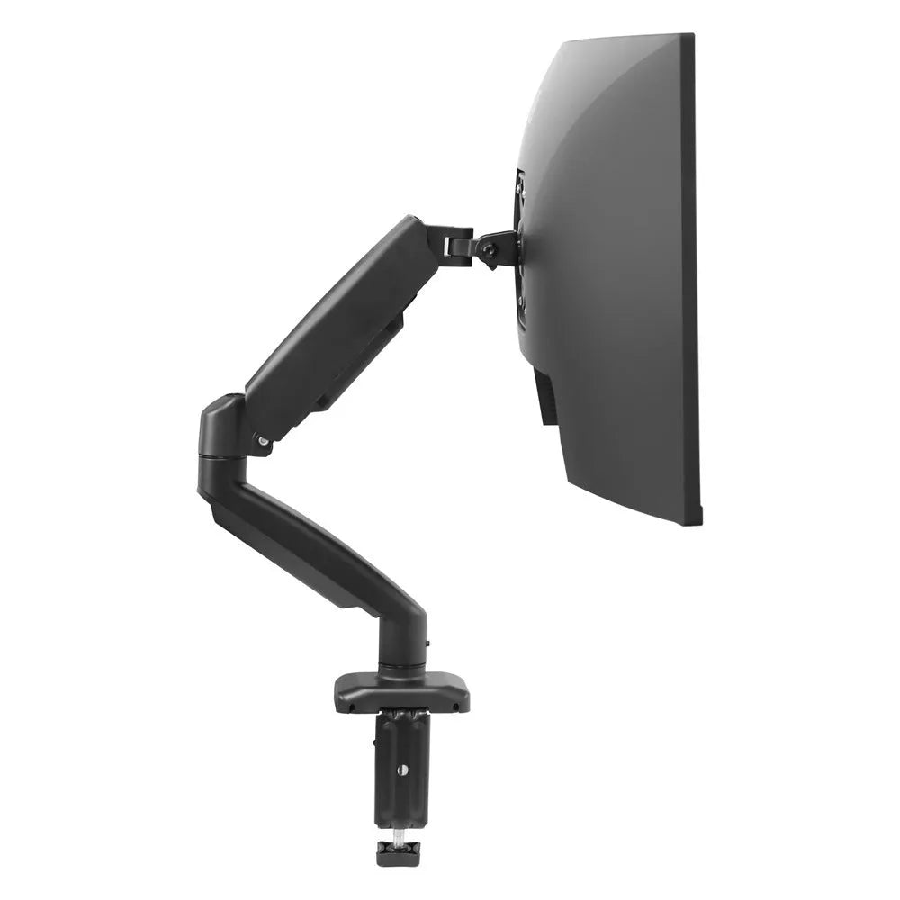 Black rotating telescopic LCD screen bracket showing height adjustment and rotation mechanism